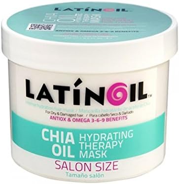 LATINOIL Chia Oil Hydrating Therapy Mask for Dry Frizzy Damaged Hair Treatment - Repair Split Ends, Bleached, Color Treated, Blonde, Textured, Curly Hair Natural Deep Conditioning 32 Oz