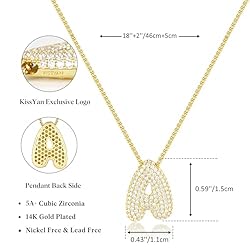 KissYan Bubble Letter Necklace, 14K Gold Plated