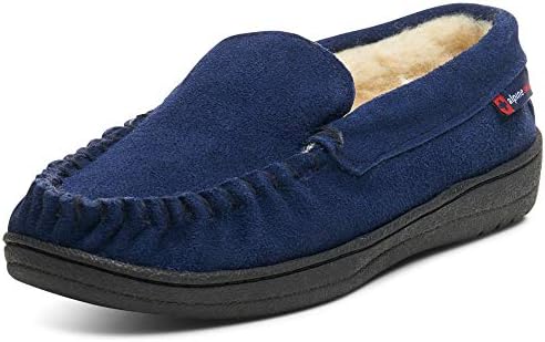 alpine swiss yukon mens suede shearling moccasin slippers
