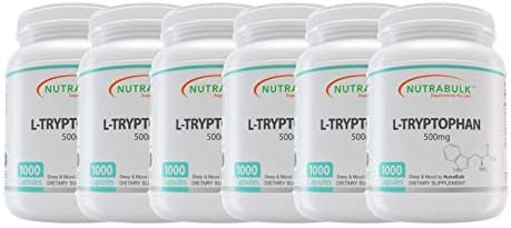 NutraBulk Premium L-Tryptophan 500mg Capsules - 6,000 Count.