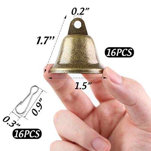 BigOtters Craft Bells, 16PCS Bronze Jingle Bells Vintage Bells (1.7" X