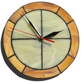 Modern Scandinavian Design Wall Clock 8.5/12 Inch Ivory Wood Brown - Unique Stained Glass Decor