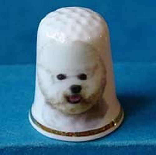 Porcelain China Collectable Thimble --- Bichon Frise Dog