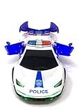 JOYSAE Electric Automatic Deformation Lifting 360 Degree Rotating Speed car Light Music Universal Wheel Police Car with LED and Sound Effects by, 8.5” Battery Operated Toy