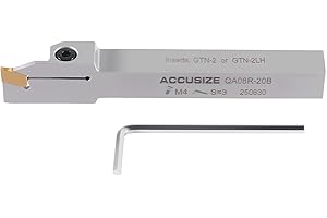 Accusize Industrial Tools 1/2'' Shank Heavy Duty Indexable Grooving/Cut-Off Holder, Nickel Plated, with a Gtn-2 Tin Coated Carbide Insert, 2415-5024