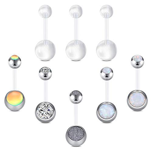 FECTAS Plastic Belly Button Rings Navel Rings for Maternity