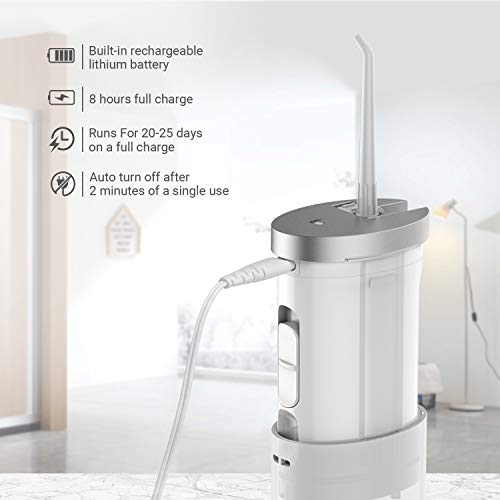 SUNAVO WF-01 Cordless Water Flosser 2 Modes, IPX7 Waterproof Oral Irrigator Rechargeable Braces and Teeth Whitening,Dental Water Jet Portable Collapsible Travel and Home