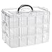 SnapCube Stackable Arts & Crafts Case, 3-Tier Clear Stackable Storage Box with Compartments, On-the-Go Craft Keeper, Jewelry Box, Bead Organizer Case, Kids Jewellery Box w/ Dividers, Tool Storage Box