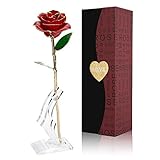 Gold Rose Love Forever Long Stem Gold Foil Trim Dipped 24K Rose Best for Her Best for Mom, Wife, Girlfriend, Best for Your loved Ones