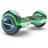 Hoverboard Two-Wheel Self Balancing Electric Scooter UL 2272 Certified, Metallic Chrome with Wireless Speaker and LED Light (Chrome Green)
