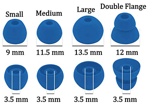 IiEXCEL Eartips Earbuds Replacement for BeatsX in-Ear Headphone, Small Medium Large Double Flange Soft Antislip Flexible Silicone Rubber Cover Ear Tips Buds for Beats X 8 Pairs (Blue)