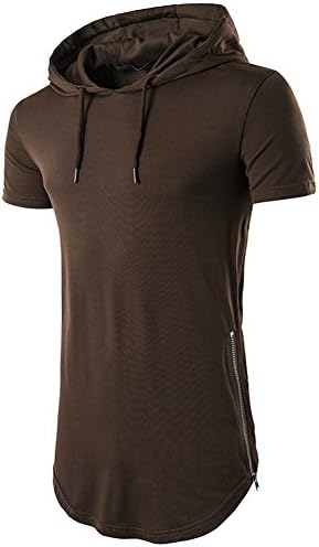 Kedera Mens Hipster Hip Hop Short Sleeve Hoodies Side Zipper Longline Pullover Shirts