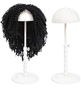 PIESOYRI Adjustable Wig Stand, 18.5 Inches Wig Holder for long Wigs, Sturdy Portable Wig Stand fo...