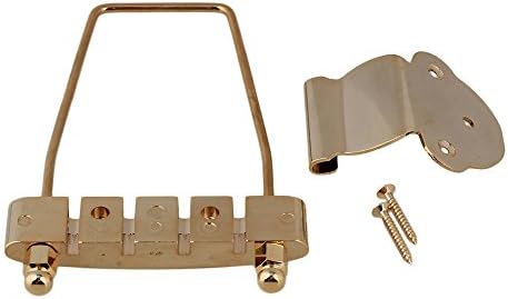 Yibuy 15mm Spacing Gold Open Frame 4 String Bass Tailpiece for Bass Guitar