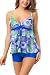 HiMiss Women's Vintage Floral Print Ruffles Strap Tankini Pin up Two Piece Swimsuit Bathing Suits