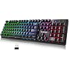 NPET K11 Wireless Gaming Keyboard, Rechargeable Backlit Ergonomic Water-Resistant Keyboard, 2.4G Wireless Ultra-Slim…