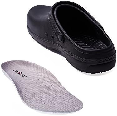 JinStar Unisex Black Non Slip Chef Shoes Slip Resistant Work Clogs for Kitchen Men Women