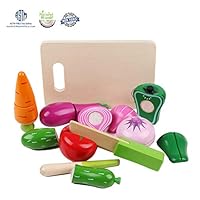 LEO & FRIENDS Wooden Vegetables Pretend Toy Food, Play Food Kitchen Set for Kids