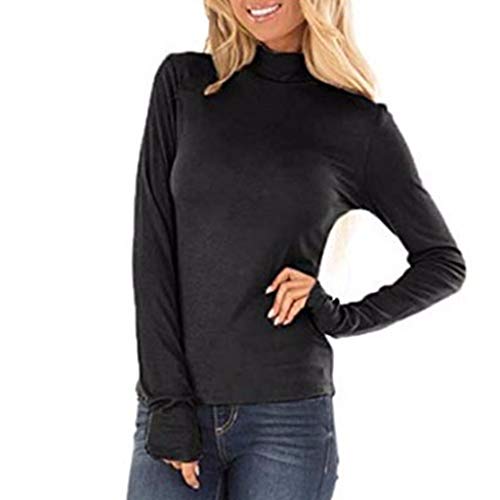 image for Emimarol Womens Long Sleeve Turtleneck Crew Stretch Slim T Shirt Layer