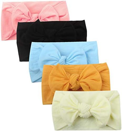 5PCS Headbands for Girls Toddler Diadia Sweatband Band Bow Accessories Headwear Insulates and Absorbs Sweat, Head Bands for Baby (E)