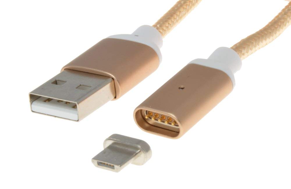 Premium Cord Magnet Micro USB 2.0 Sync and Charging Cable 1 m Gold