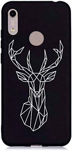 Yunbaoz Case for Huawei P30 Lite, Black Embossing Cover Soft TPU Relief Imitation Liquid Silicone Series of You Deserve It, Elk