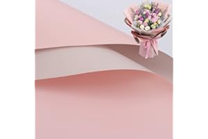 XICHEN 20 Sheets/Double-Sided Colors Flower Wrapping Paper,Waterproof Florist Bouquet Paper,DIY Crafts,more colors Different Double-Sided Colors 58 x 58cm(22.8x 22.8 inch) (Tea ash + Light pink)