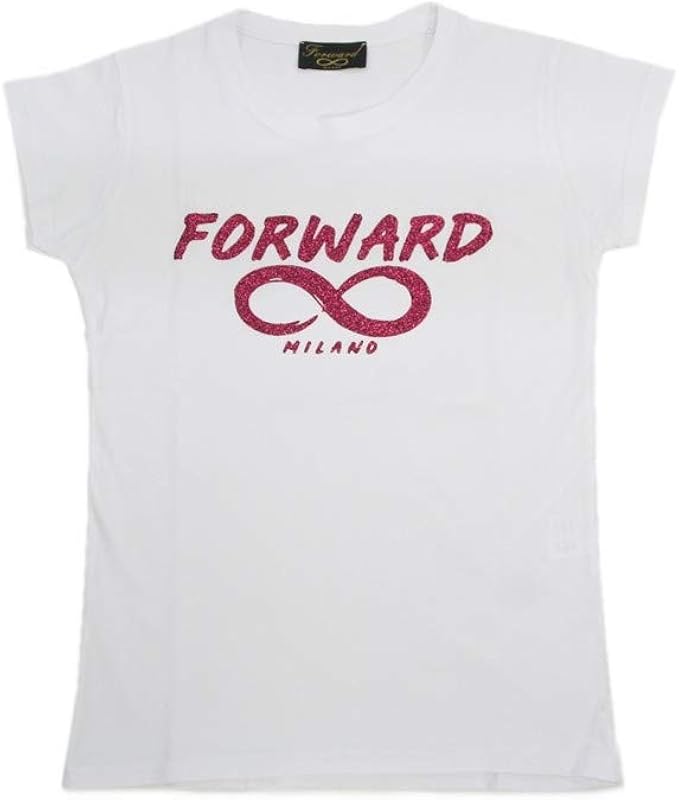 Amazon フォワードミラノ Forward Milano レディース クルーネック 半袖 ｔシャツ ロゴ ラメ ホワイト ピンク カットソー トップス イタリア T Shirt カジュアル かわいい Wa023 ホワイト レッド L Tシャツ カットソー 通販