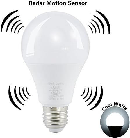 Microwave Radar Motion Sensor,7W E26/E27 Smart LED Bulbs Auto On/Off Night Lights for Stairs, Garage, Corridor, Walkway, Yard Hallway, Patio, Carport,Porch, Attic Home(Daylight 6000K)