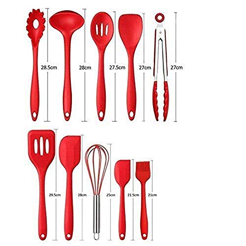 Silicone Kitchen Utensils Set HeatResistant Silicone Cooking Tools for NonStick Cookware（Red