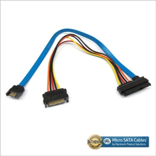 SAS 29pin Female to 15 Pin SATA Male with 7 Pin SATA Male 12 Inch Cable
