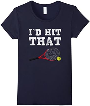 Womens I'd Hit That Funny Tennis T-Shirt - Men Women Small Navy
