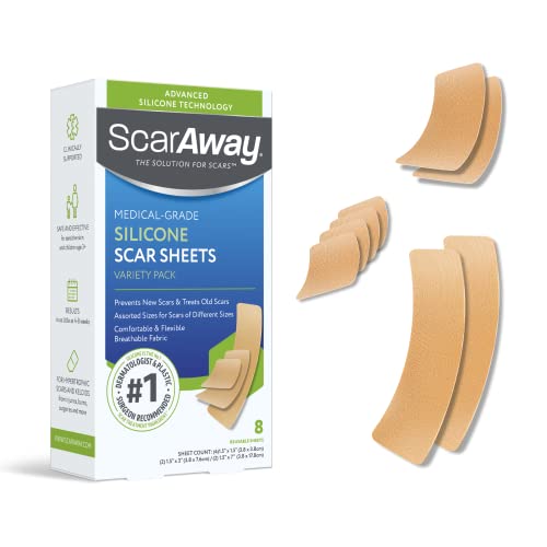 ScarAway Advanced Skincare Silicone Scar Sheets, Medical Grade Variety Pack Silicone Strips, No