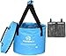 Freegrace Compact Collapsible Bucket Portable Folding Water Container - Lightweight - Includes Mesh Pocket Sky Blue, 16L (Lid)