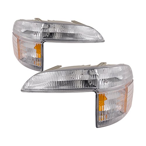 HEADLIGHTSDEPOT Chrome Housing Park Light Compatible with Ford Mercury Explorer Mountaineer 1995-2001 Sport Trac Includes Left Driver and Right Passenger Side Park Lights