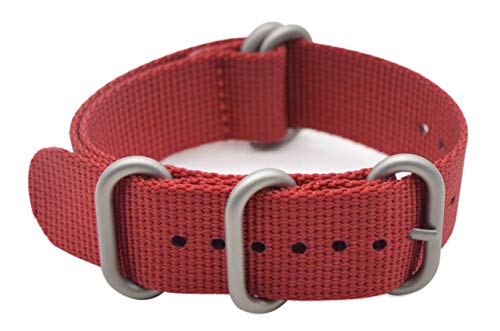 ArtStyle Watch Band with 1.5mm Thickness Quality Nylon Strap and Heavy Duty Brushed Buckle (Red, 20mm)