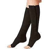 Aisprts New Compression Zip Sox Socks Stretchy Zipper Leg Support Unisex Open Toe Knee Stockings (S/M, Black)