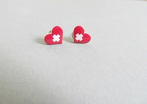 Nurse Heart Cross Stud Earrings, nursing accessories, RN, CNA, MA, graduate