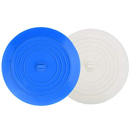 Tub Stopper Silicone Drain Stopper Cover| 6 inches Bathtub Drain Plug for Kitchen Sinks, Bathroom and Laundry By KongNai (2 Pack,Blue &White)