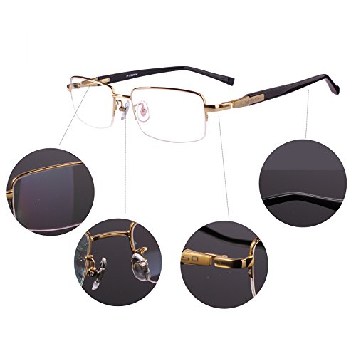 Agstum Titanium Half Rim Glasses Frame Prescription 55-18-145 (Gold)