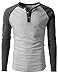 H2H Mens Basic Casual Slim Fit Raglan Baseball Long Sleeve Henley T-Shirts Charcoal US L/Asia XL (CMTTL077)