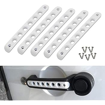 White Jeep Handle Inserts Grab Handle Knobs Cover Trim Aluminum 5pcs Pack Compatible Side Door Handle Insert for Jeep Wrangler JK 2007-2017 & Unlimited 4 Door Handle Pull (Handle White)