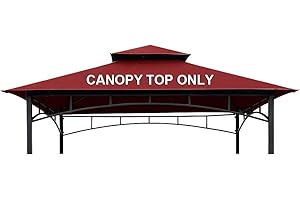 CoastShade 8x 5 Grill BBQ Gazebo Double Tiered Replacement Canopy Roof Outdoor Barbecue Gazebo Tent Roof Top,Burgundy