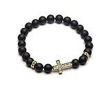 ZENGER 18kt Gold Plated CZ Cross Beaded Bracelet