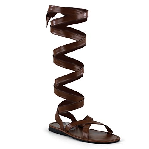 FUNTASMA Mens Costume Roman Gladiator Strappy Sandal ROMAN-12 Brown PU-M