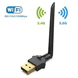 WiFi Adapter USB Wireless Adapter AC1300M Dual Band WiFi Dongle 2.4G/5G AC External Antenna Network Card for Desktop,Laptop, Windows XP,Windows Vista,win7,Win8.1,Win10,Mac OS X 10.6-10.13