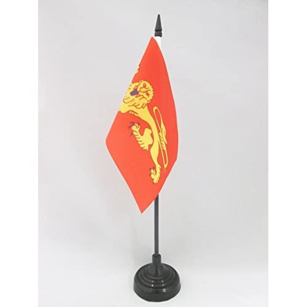 AZ FLAG - Aquitaine Table Flag 4'' x 6'' - French region of Aquitaine Office Mini Banner 100% Polyester 15 x 10 cm - Mini Desk Flag with 10'' Pole and Black Plastic Base — image 1