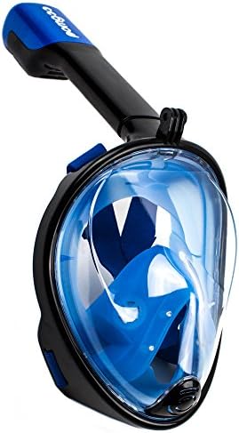POMGOO Full Face Snorkel Mask for Adult - Premium Foldable Snorkeling Masks; Anti-Leak Anti-Fog Design; Adjustable Head Straps with Panoramic View and Easy Breathing - Fits Size M/L