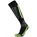 Pure Athlete Ski Socks Warm Merino Wool - Best Lightweight Thin Ski Snowboard Sock Women Men (1 Pair - Black/Neon Green, Small-Medium)