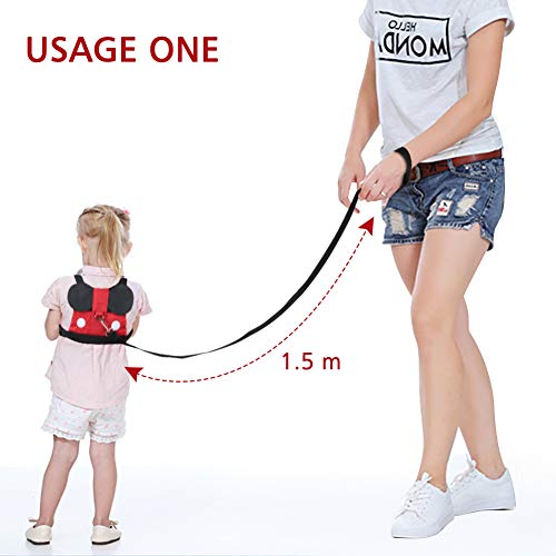 Atomcool Kid Safety Harness Leash, Baby Safety Harness + Anti Lost Wrist Link, Cute Toddler Anti Lost Safety Harnesses Leashes for 1-8 Years Boys and Girls